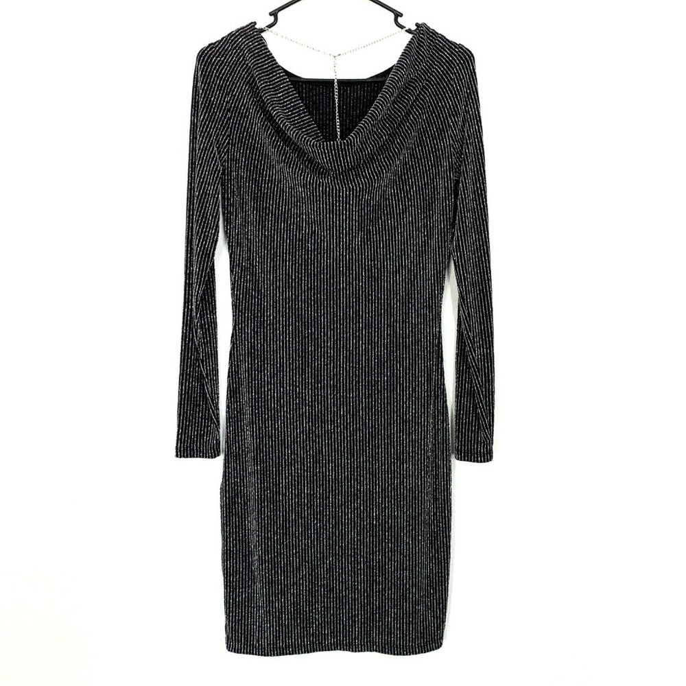 Michael Kors Black Metallic Stripe Cowl Back Dress - Picture 7 of 9